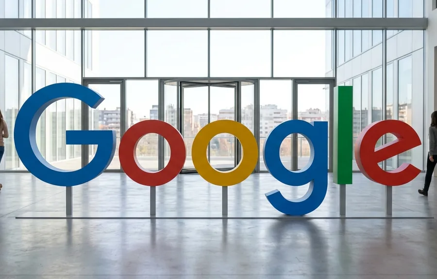 Imagen generada con IA y etiquetada: logotipo de Google